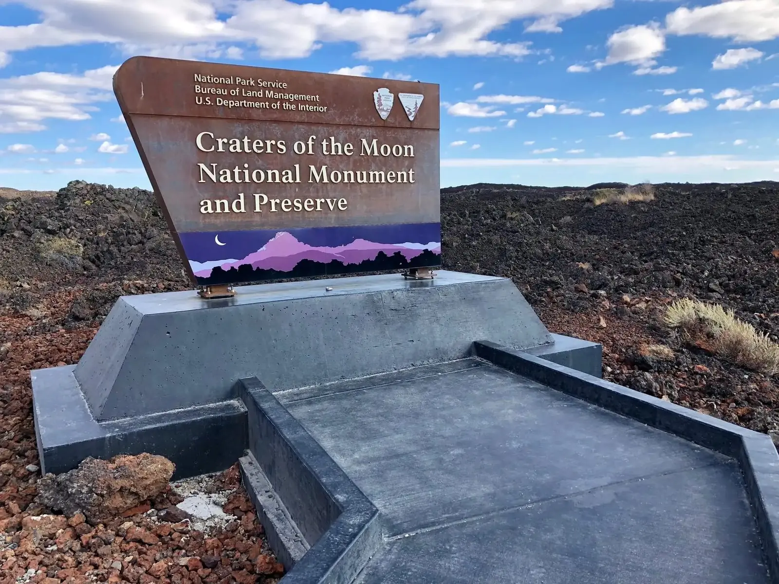 Craters of the Moon National Monument entrance sign